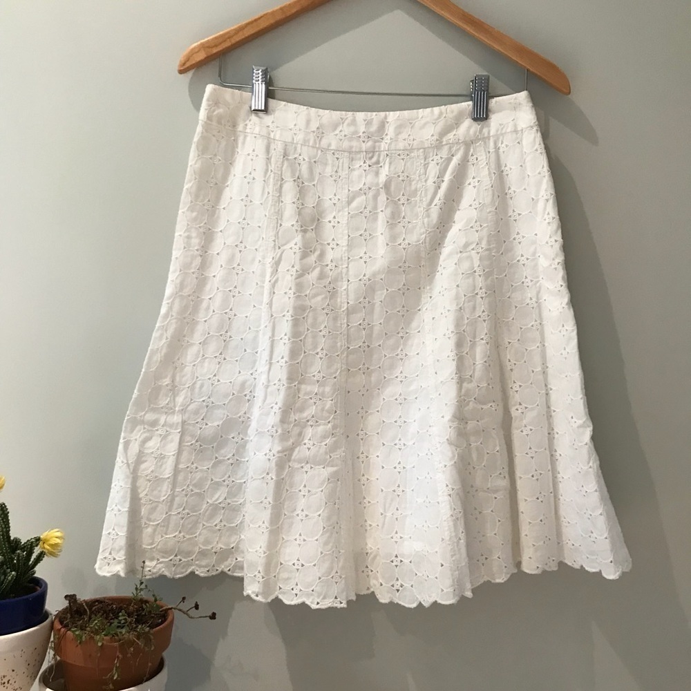EUC Valerie Stevens 8P White Eyelet Skirt​​​​​​